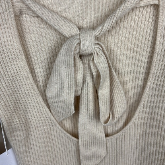 NWT Reformation Alber Cashmere Cream Ribbed Open Back Tie Sweater - L - Picture 8 of 11